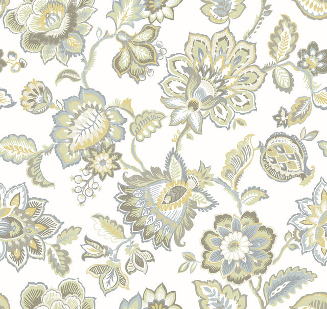 A-Street Prints Corona Mustard Jacobean Wallpaper