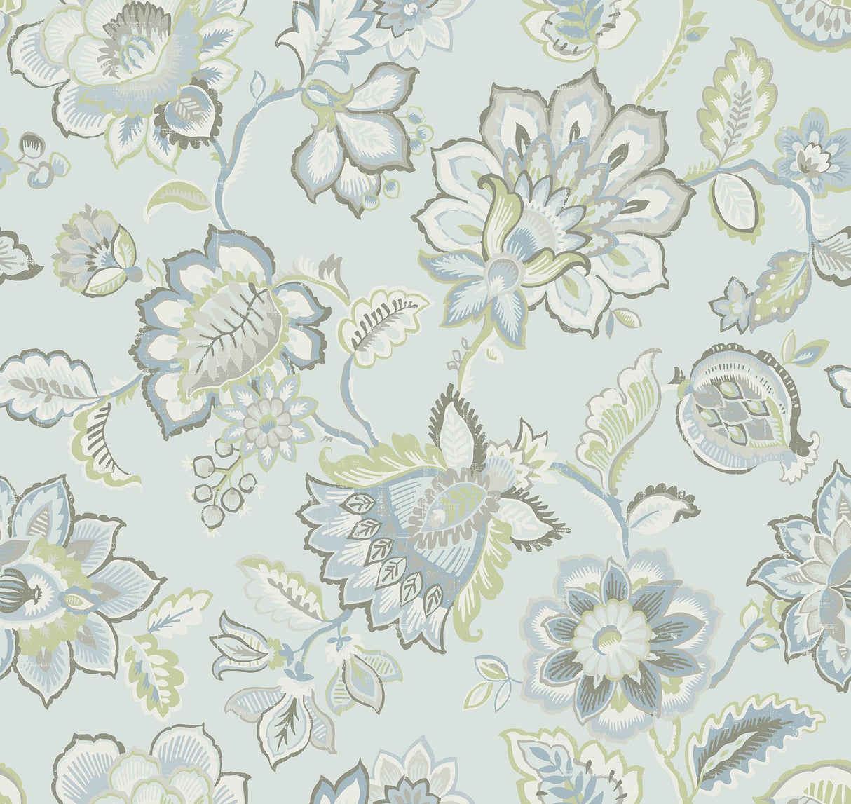 A-Street Prints Corona Light Blue Jacobean Wallpaper