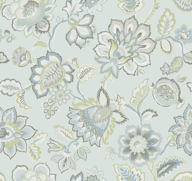 A-Street Prints Corona Light Blue Jacobean Wallpaper