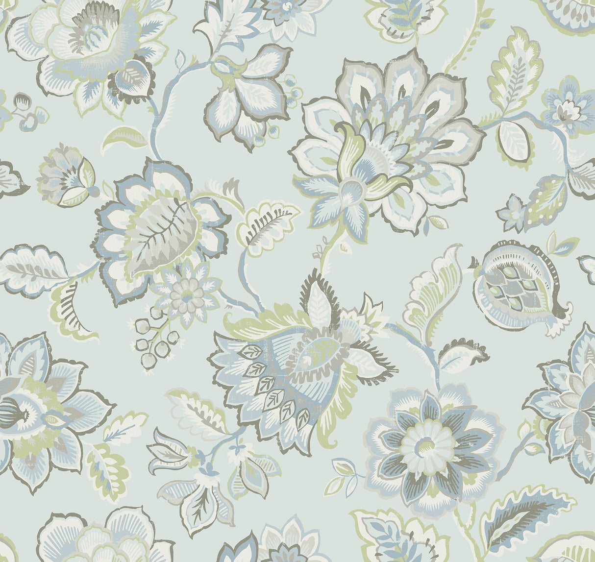 A-Street Prints Corona Jacobean Light Blue Wallpaper