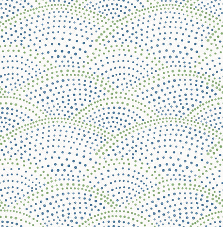 A-Street Prints Bennett Blue Dotted Scallop Wallpaper