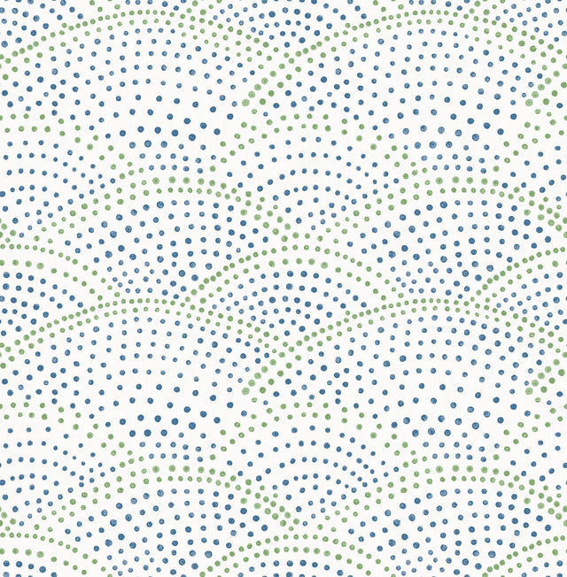 A-Street Prints Bennett Blue Dotted Scallop Wallpaper
