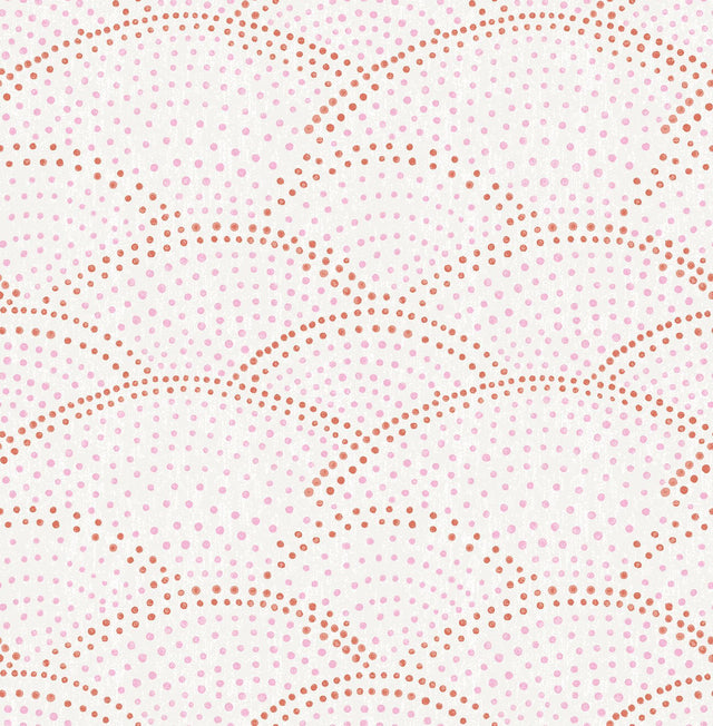 A-Street Prints Bennett Pink Dotted Scallop Wallpaper