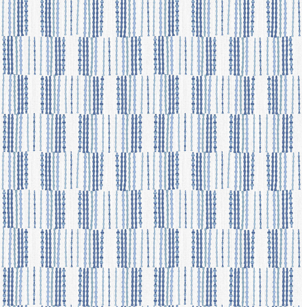 A-Street Prints Burgen Geometric Linen Blue Wallpaper