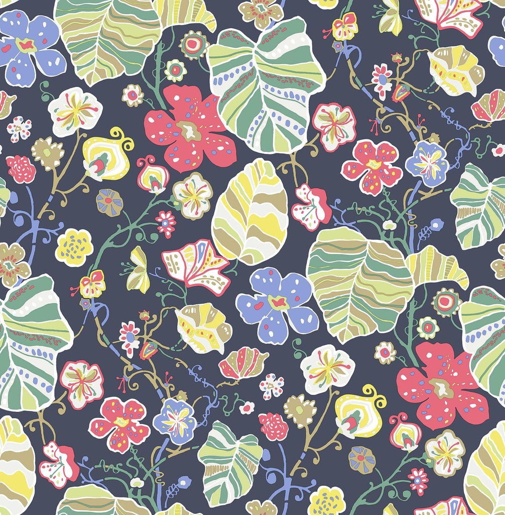 A-Street Prints Gwyneth Floral Navy Wallpaper