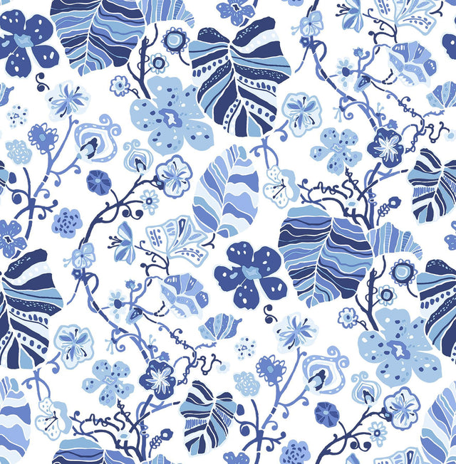 A-Street Prints Gwyneth Indigo Floral Wallpaper