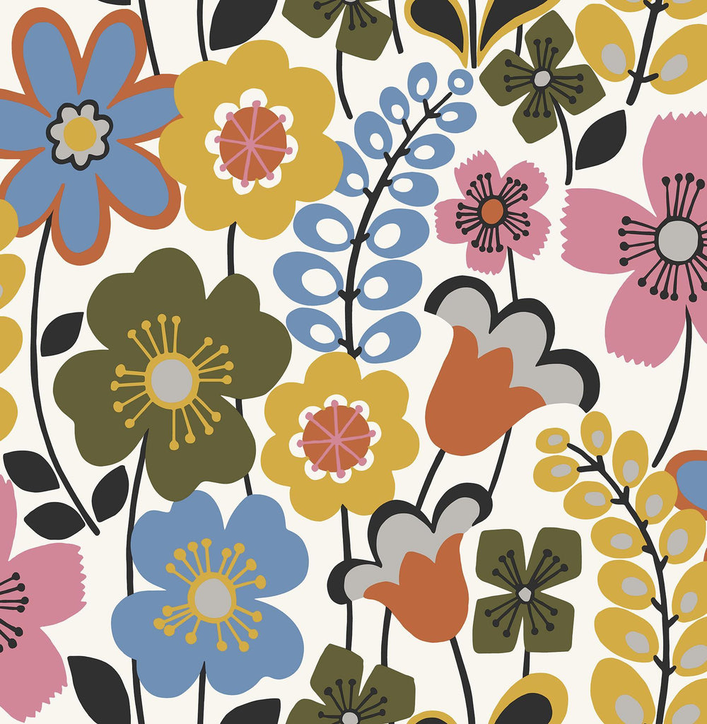 A-Street Prints Piper Multicolor Floral Wallpaper