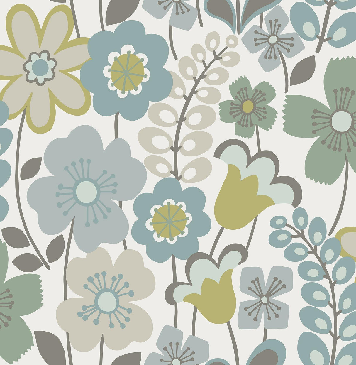 A-Street Prints Piper Green Floral Wallpaper