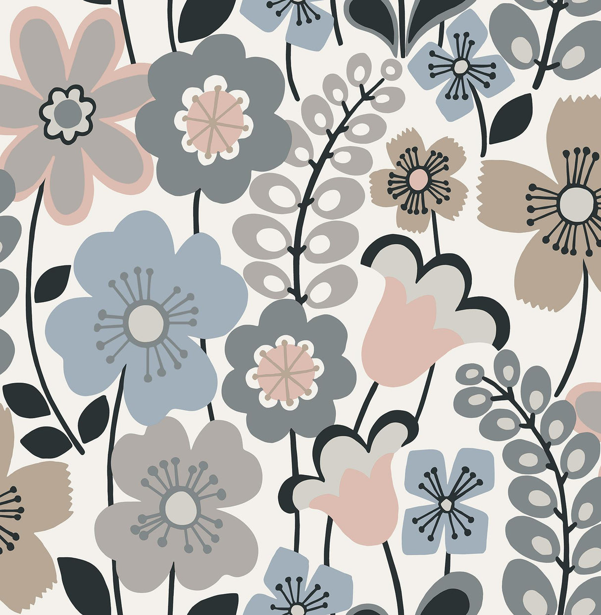 A-Street Prints Piper Floral Light Blue Wallpaper