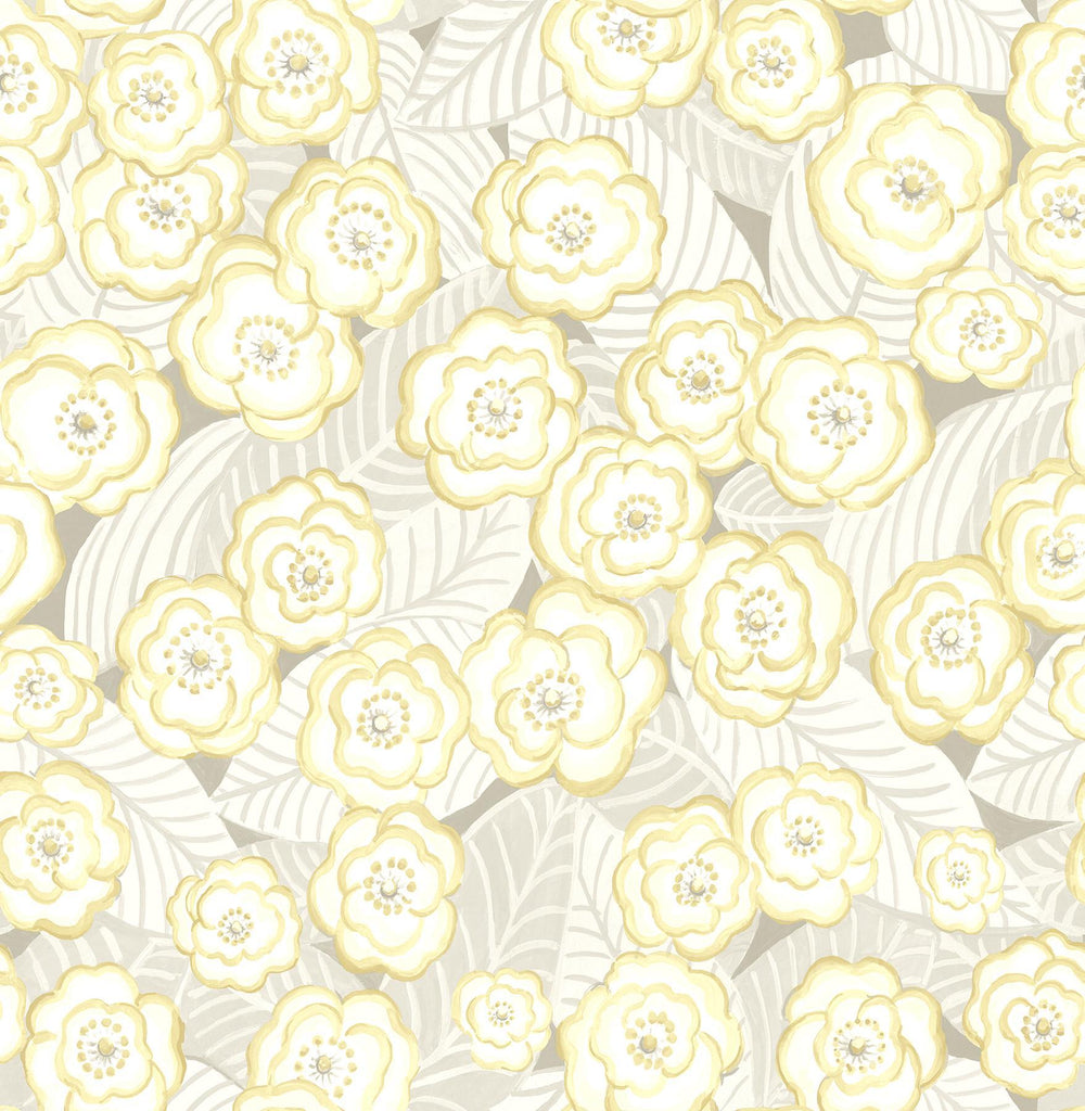 A-Street Prints Emery Light Yellow Floral Wallpaper