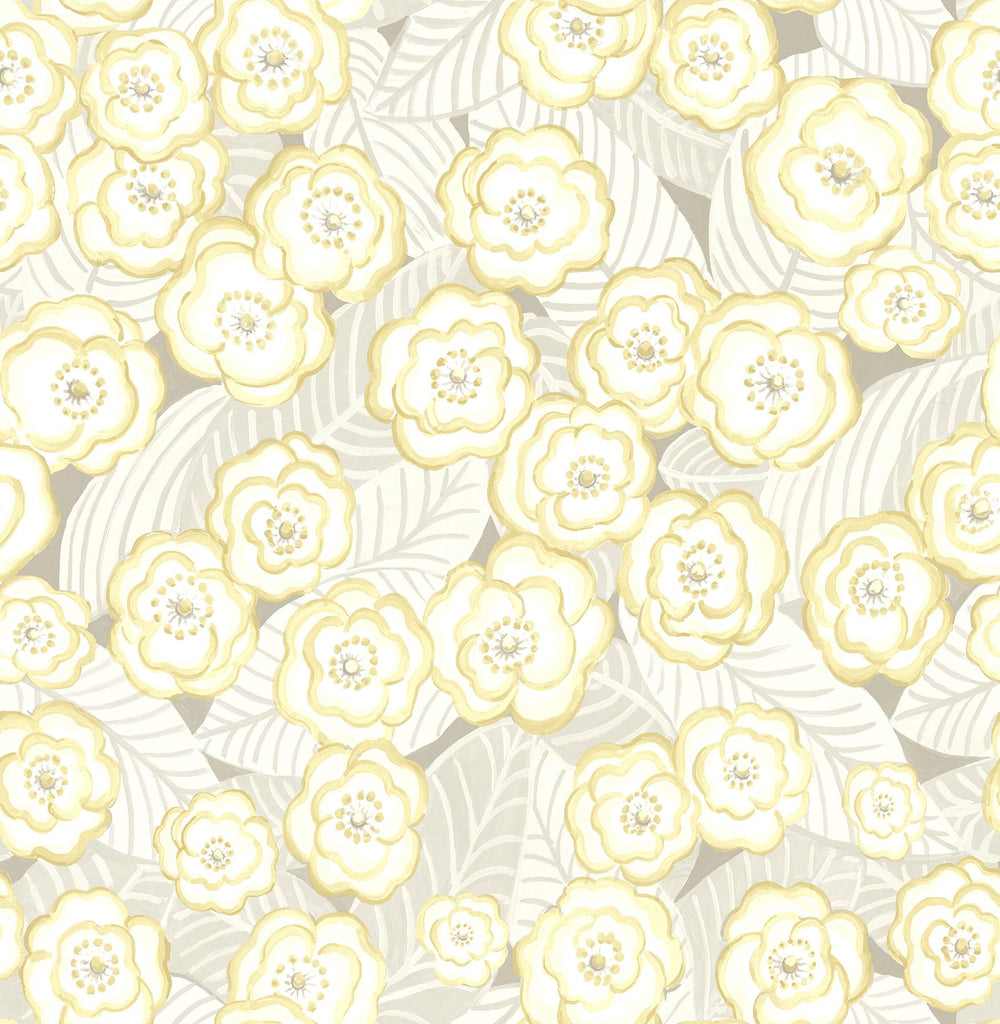 A-Street Prints Emery Floral Light Yellow Wallpaper