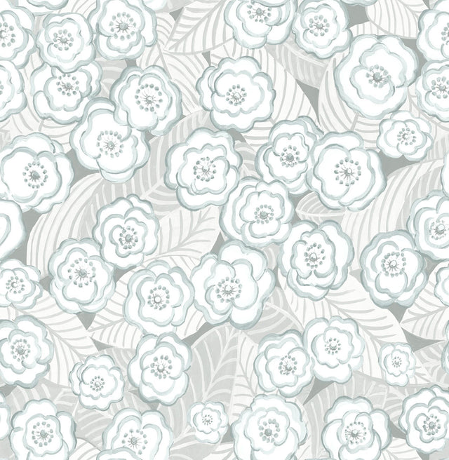 A-Street Prints Emery Light Blue Floral Wallpaper