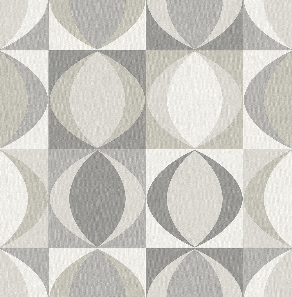 A-Street Prints Archer Linen Geometric Grey Wallpaper