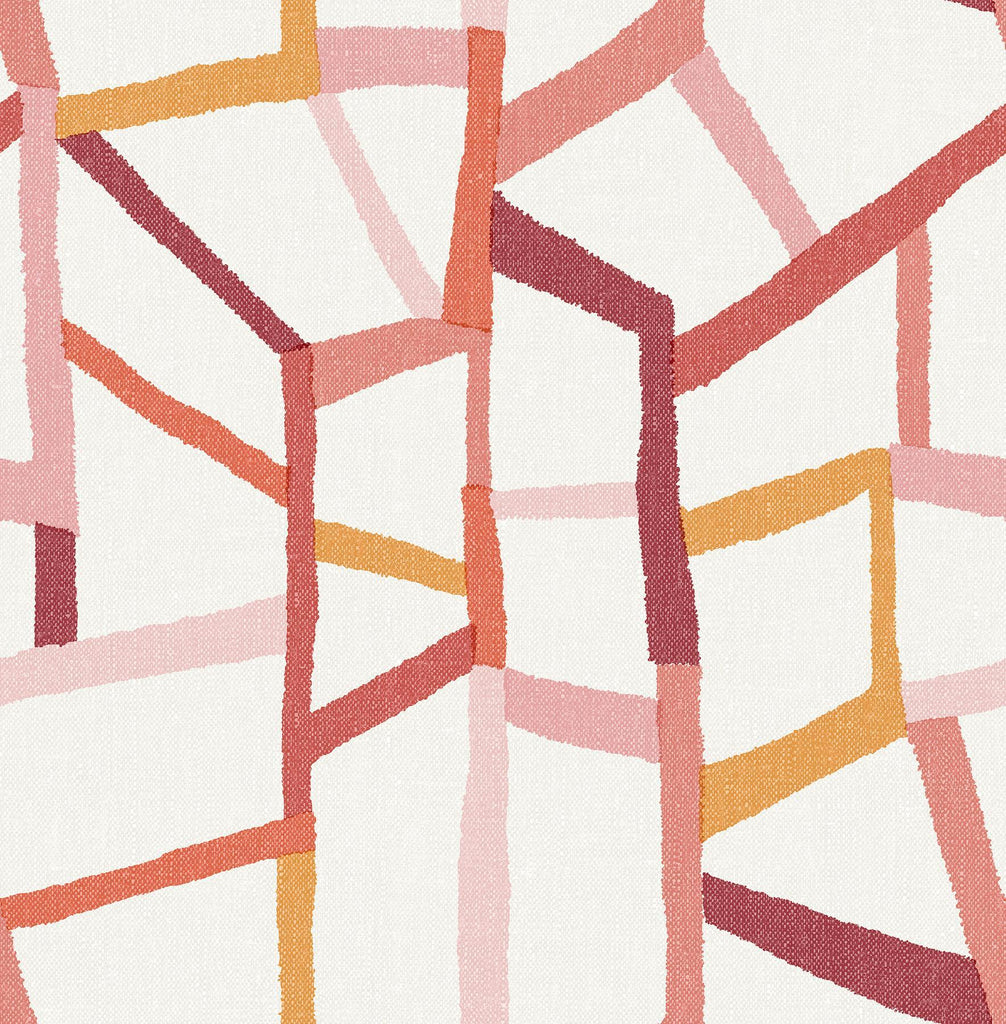 A-Street Prints Tate Pink Geometric Linen Wallpaper