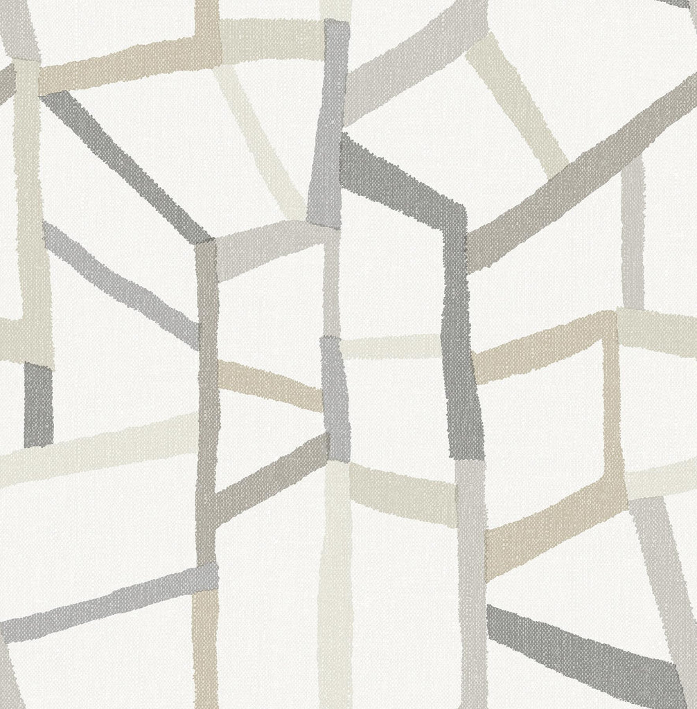 A-Street Prints Tate Grey Geometric Linen Wallpaper