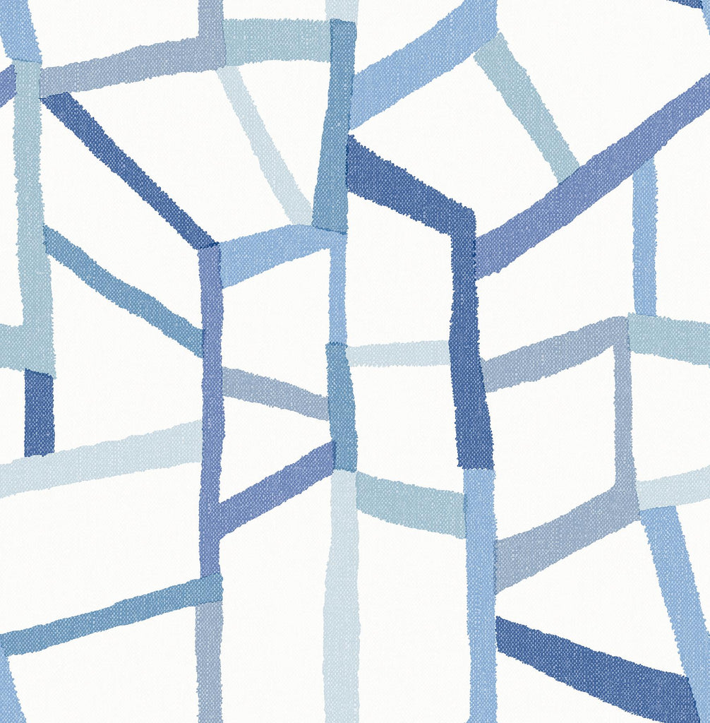 A-Street Prints Tate Geometric Linen Blue Wallpaper