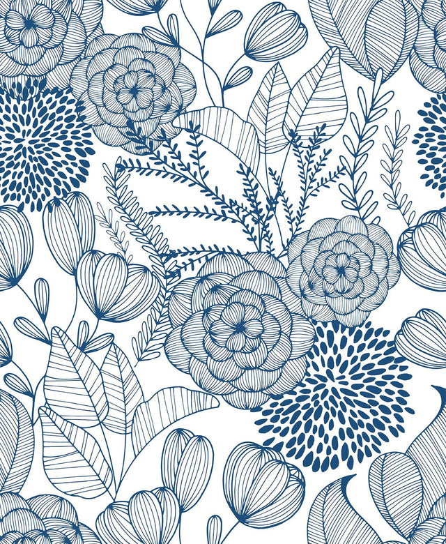 A-Street Prints Alannah Navy Botanical Wallpaper