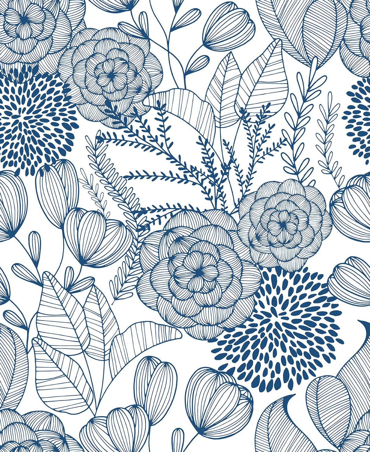 A-Street Prints Alannah Botanical Navy Wallpaper