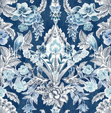 A-Street Prints Vera Floral Damask Blue Wallpaper