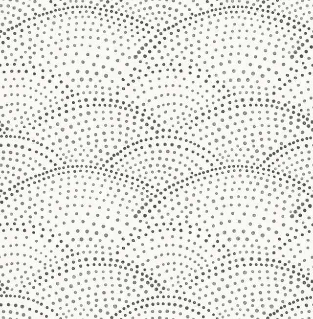 A-Street Prints Bennett Charcoal Dotted Scallop Wallpaper