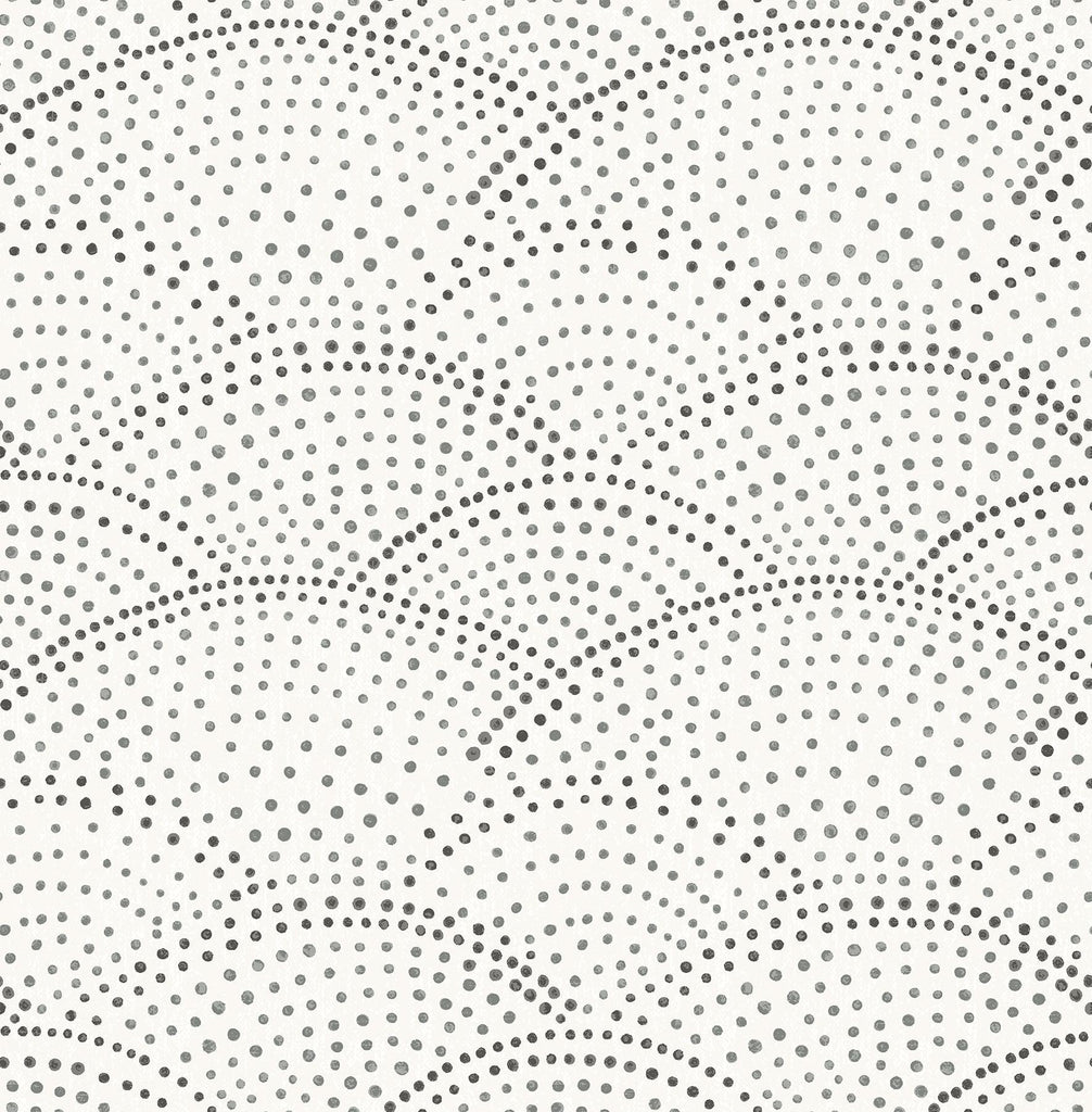 A-Street Prints Bennett Charcoal Dotted Scallop Wallpaper