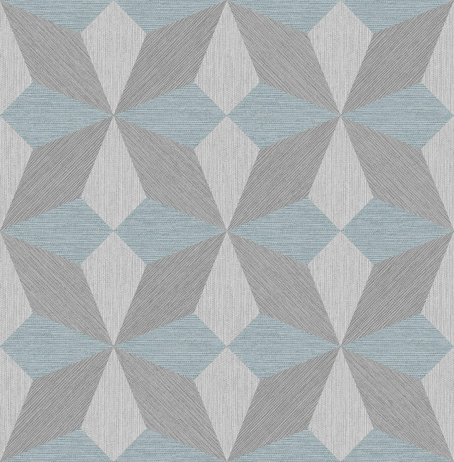 A-Street Prints Valiant Aqua Faux Grasscloth Geometric Wallpaper