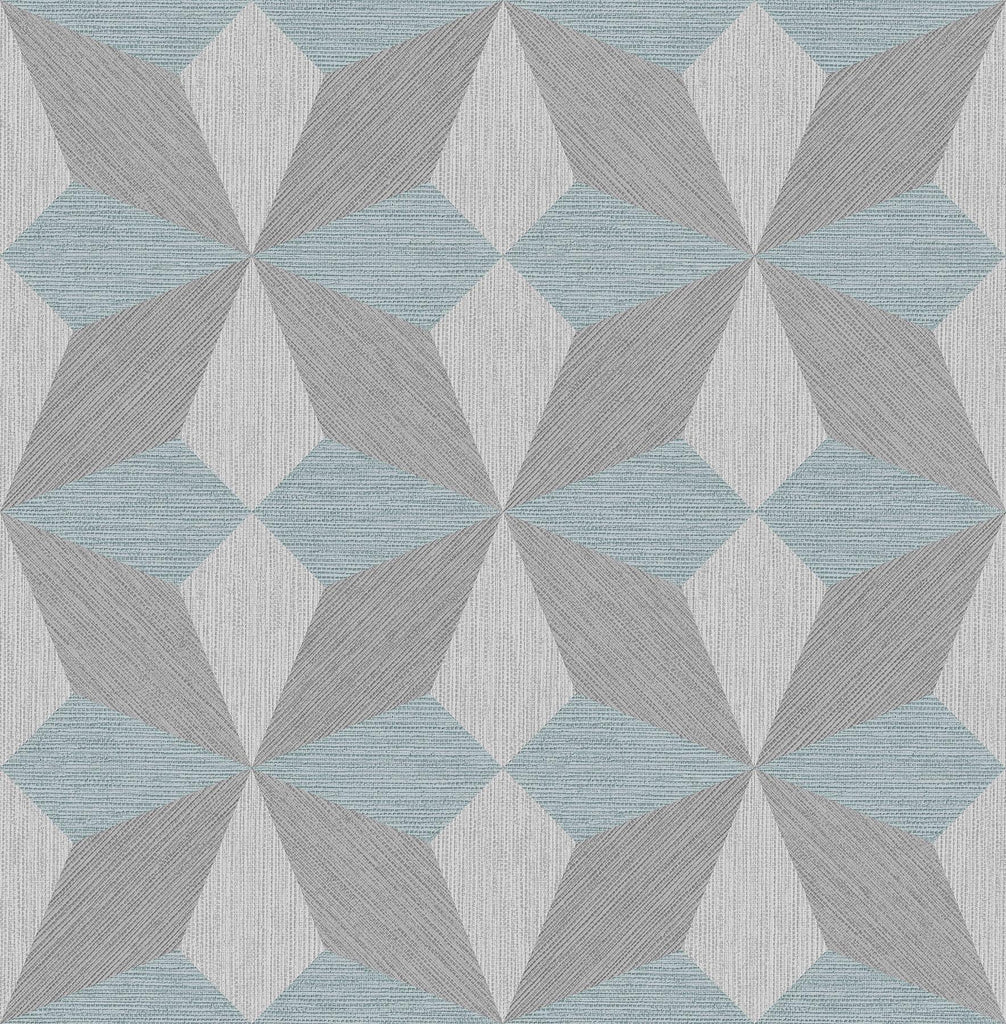 A-Street Prints Valiant Aqua Faux Grasscloth Geometric Wallpaper