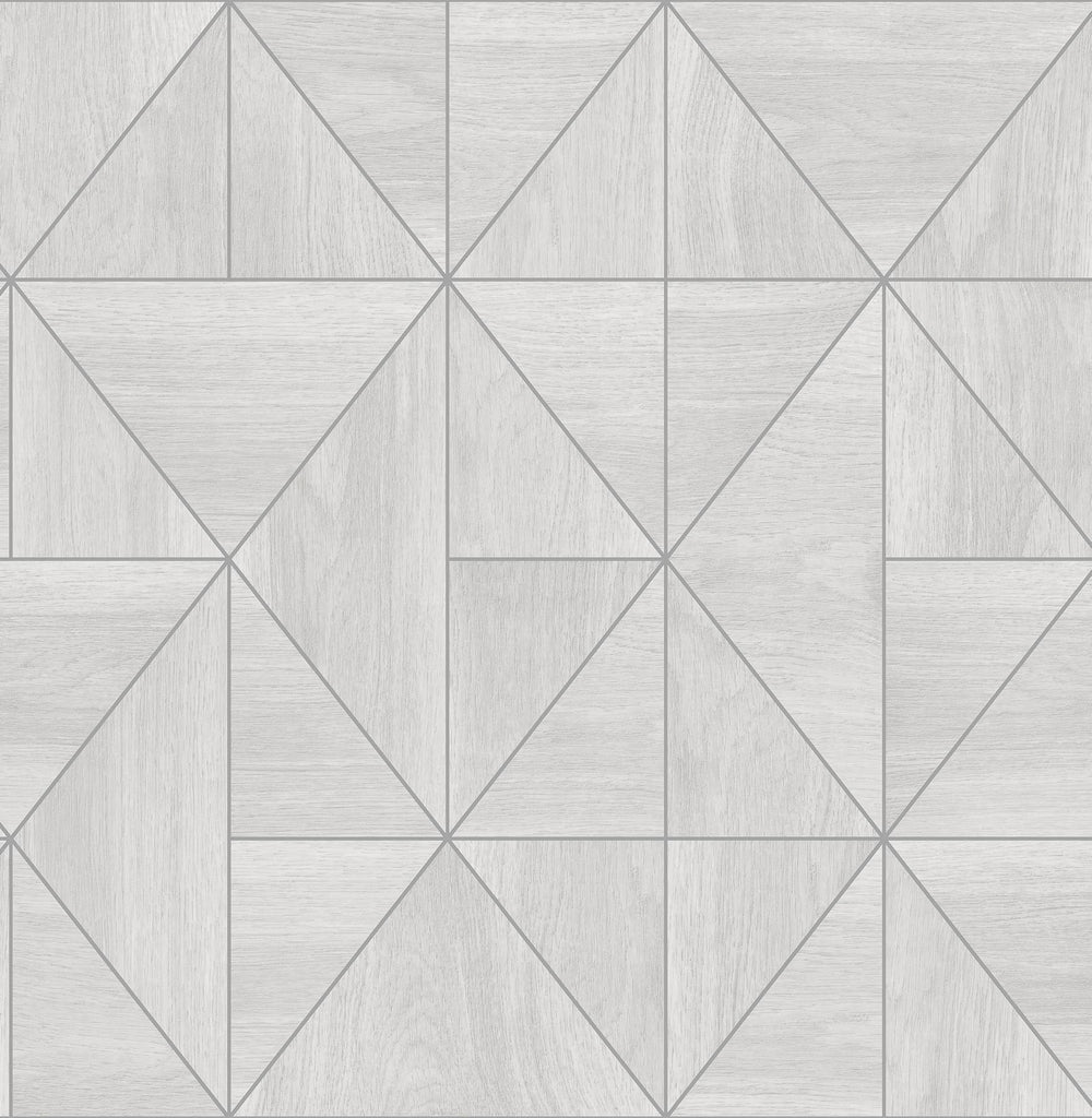 A-Street Prints Cheverny Light Grey Geometric Wood Wallpaper