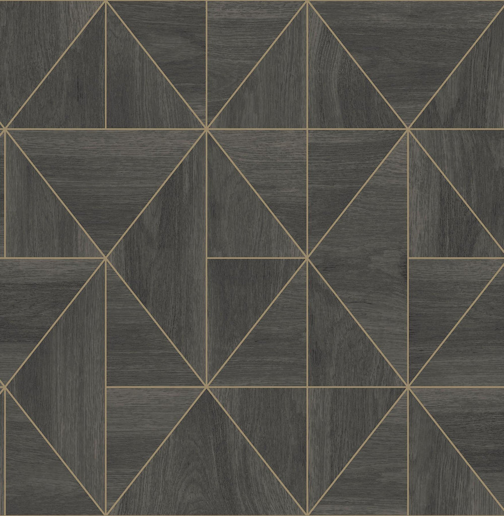 A-Street Prints Cheverny Dark Brown Geometric Wood Wallpaper