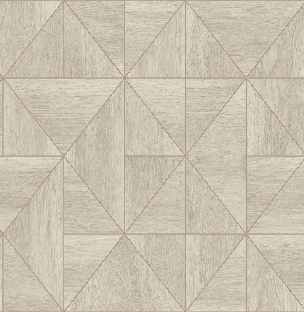 A-Street Prints Cheverny Cream Geometric Wood Wallpaper