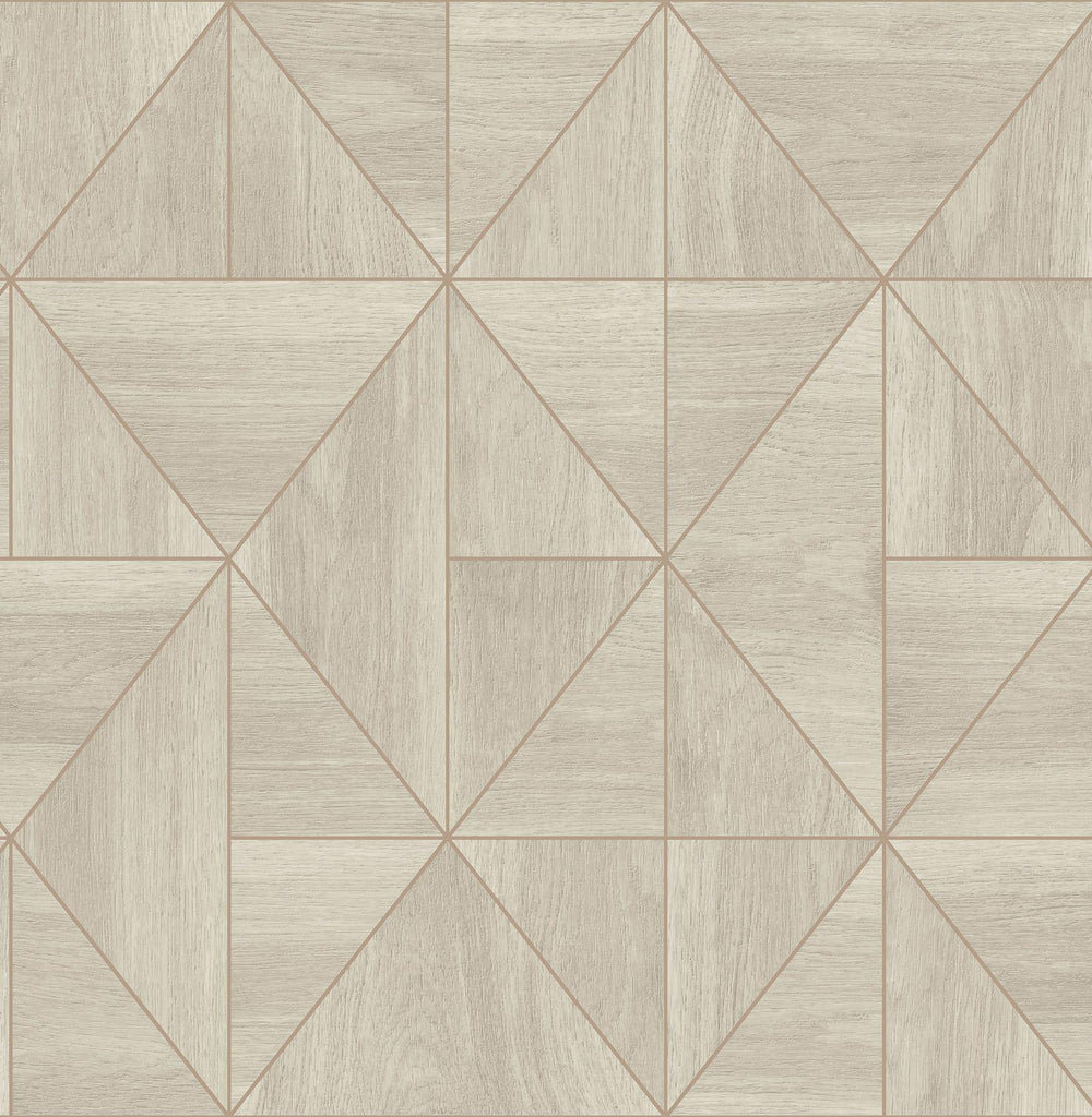 A-Street Prints Cheverny Geometric Wood Cream Wallpaper