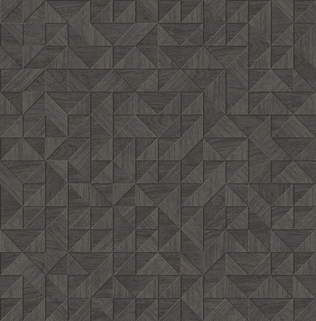 A-Street Prints Gallerie Dark Brown Geometric Wood Wallpaper