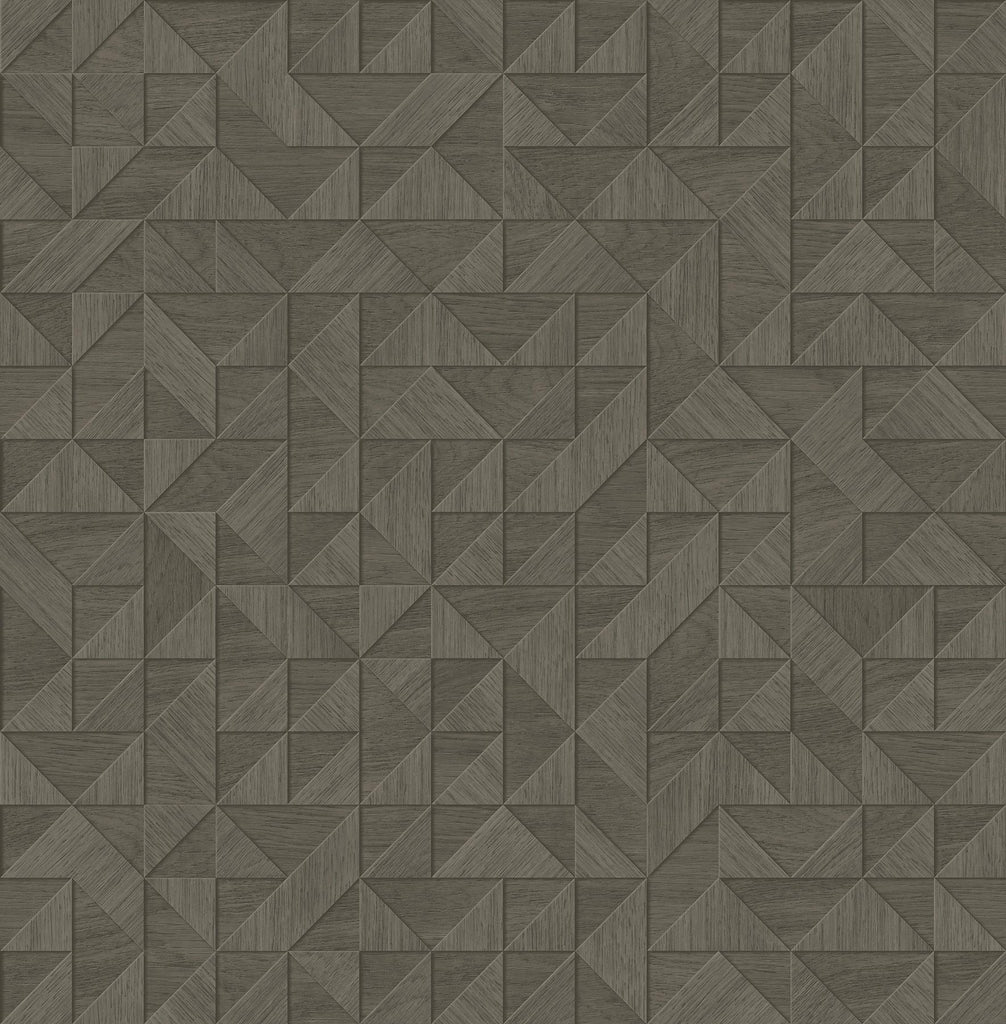 A-Street Prints Gallerie Taupe Geometric Wood Wallpaper