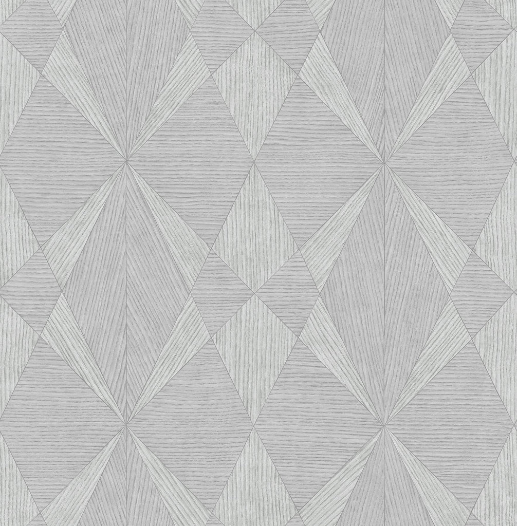 A-Street Prints Intrinsic Silver Geometric Wood Wallpaper