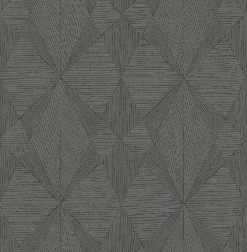 A-Street Prints Intrinsic Dark Grey Geometric Wood Wallpaper