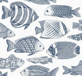 A-Street Prints Wailea Indigo Tropical School Wallpaper