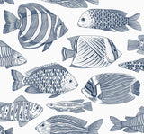 A-Street Prints Wailea Tropical School Indigo Wallpaper