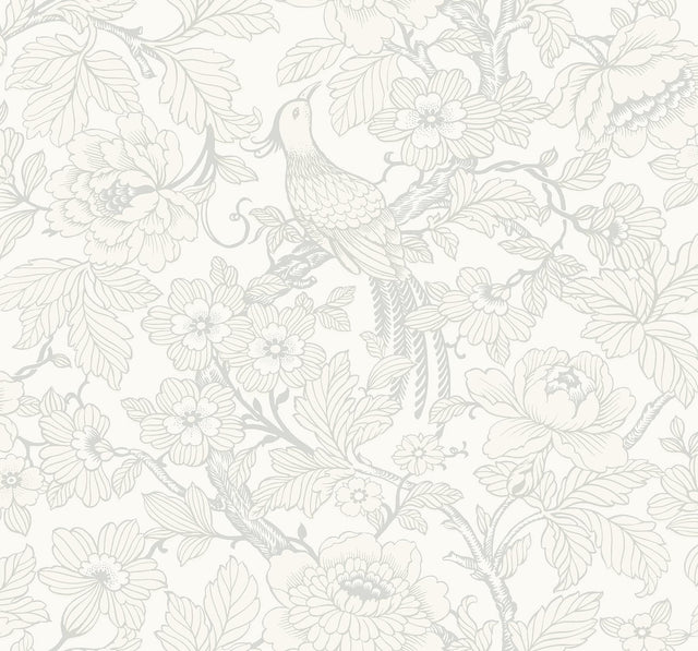 A-Street Prints Beaufort Dove Peony Chinoiserie Wallpaper