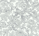 A-Street Prints Beaufort Light Grey Peony Chinoiserie Wallpaper