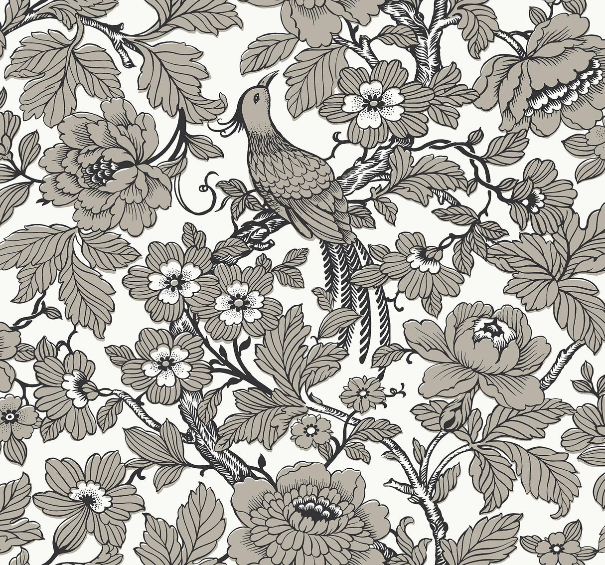A-Street Prints Beaufort Black Peony Chinoiserie Wallpaper