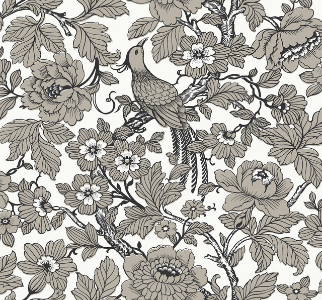 A-Street Prints Beaufort Black Peony Chinoiserie Wallpaper