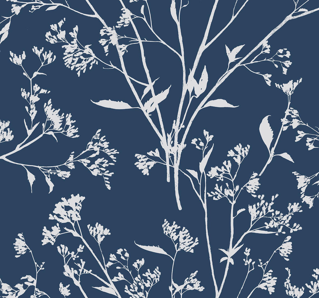 A-Street Prints Southport Delicate Branches Navy Wallpaper