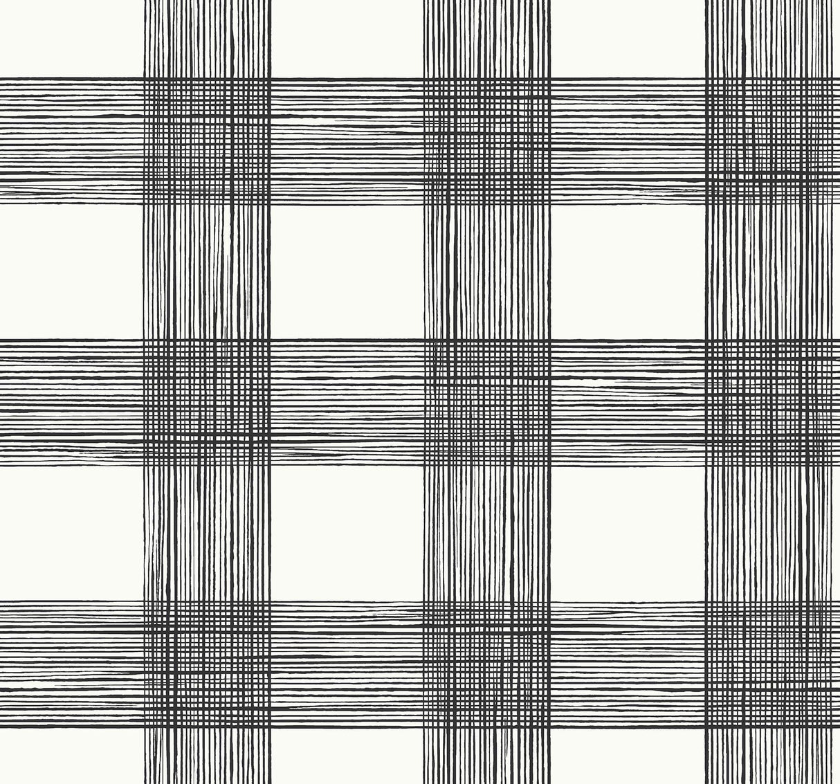 A-Street Prints Scarborough Black Striated Plaid Wallpaper