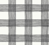 A-Street Prints Scarborough Black Striated Plaid Wallpaper