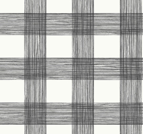 A-Street Prints Scarborough Black Striated Plaid Wallpaper
