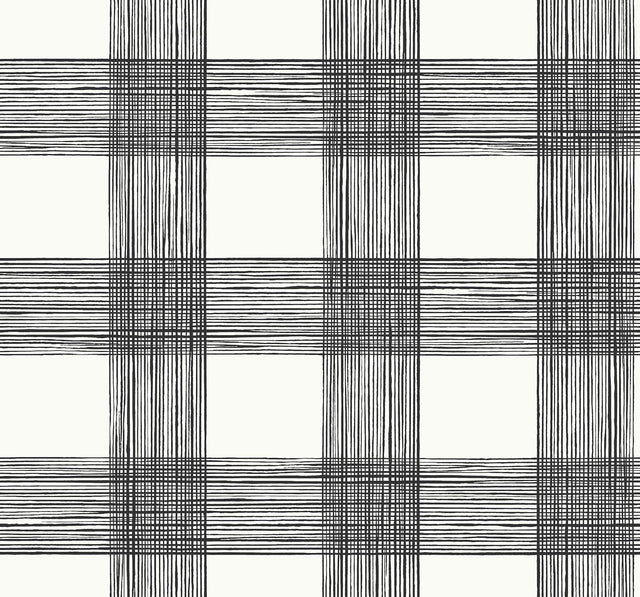A-Street Prints Scarborough Black Striated Plaid Wallpaper