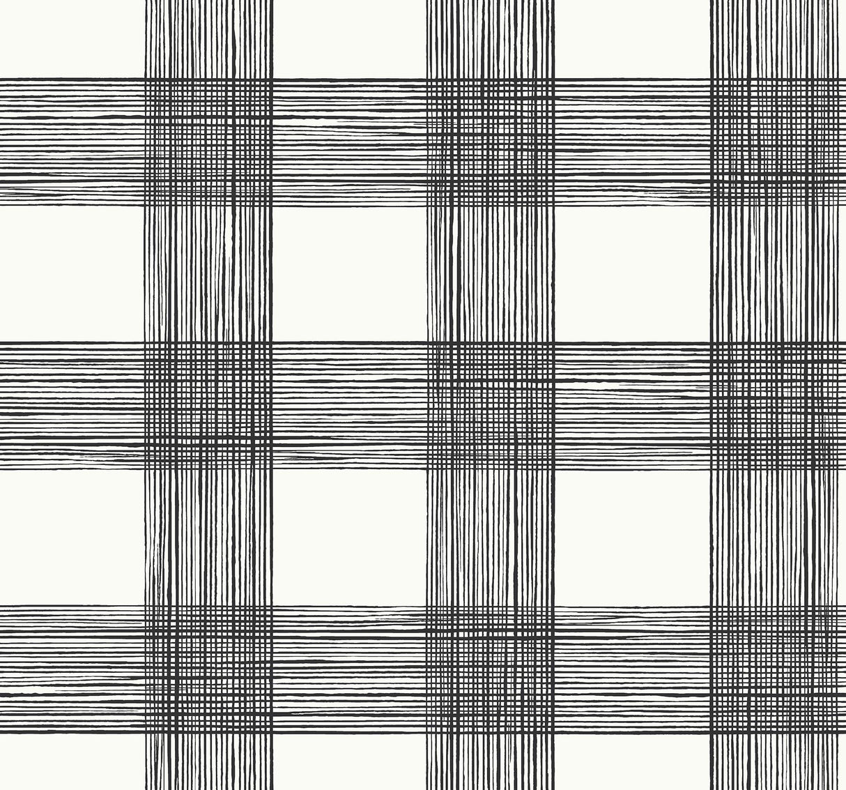 A-Street Prints Scarborough Striated Plaid Black Wallpaper