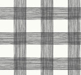 A-Street Prints Scarborough Striated Plaid Black Wallpaper