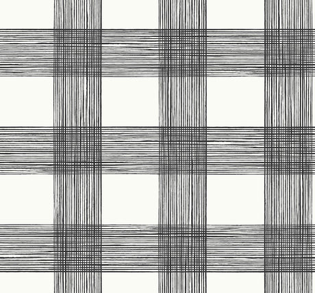A-Street Prints Scarborough Striated Plaid Black Wallpaper