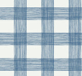 A-Street Prints Scarborough Indigo Striated Plaid Wallpaper